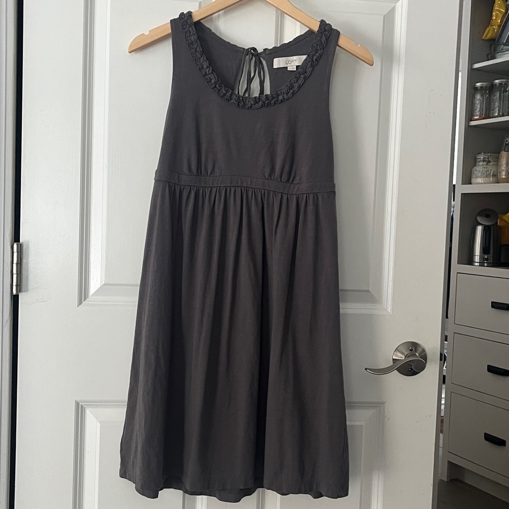 Loft Gray Cotton Sleeveless Dress Small